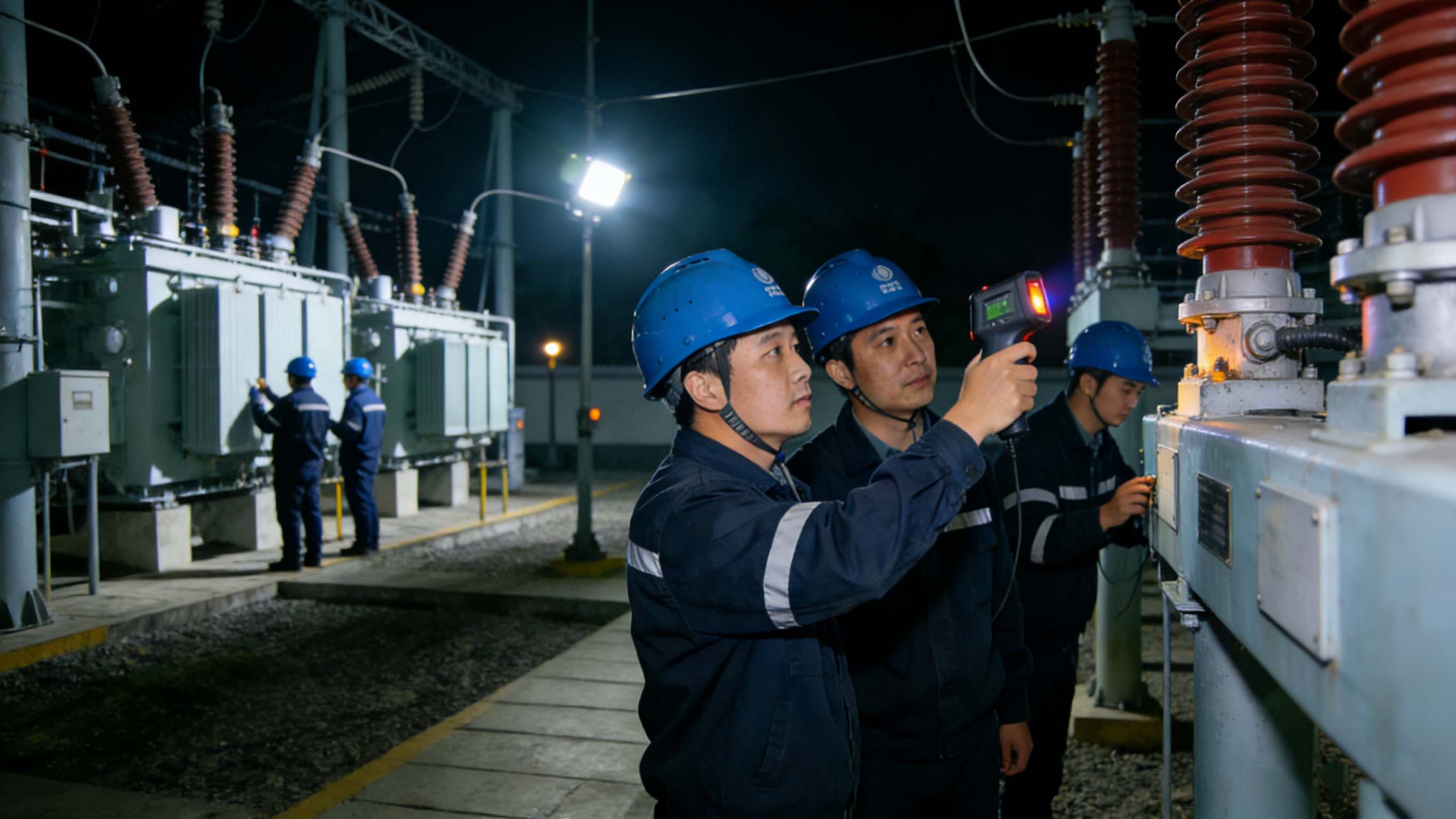 石狮开展防污闪夜间特巡保电网安全